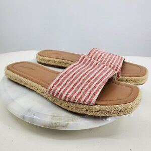 Universal Thread Espadrille Red and White Striped Slip On Flat Summer Sandals 10